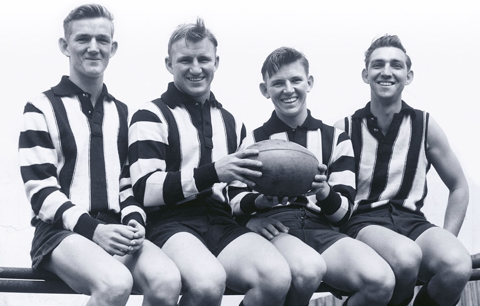 KevinroseleftHORIZ.jpg Kevin Rose (left) with his brothers Bob, Colin and Bill in 1955 - Collingwood Magpies